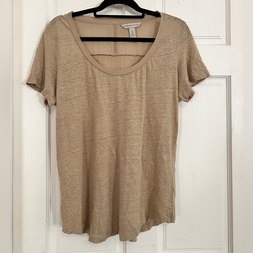 Linen tee with chiffon details